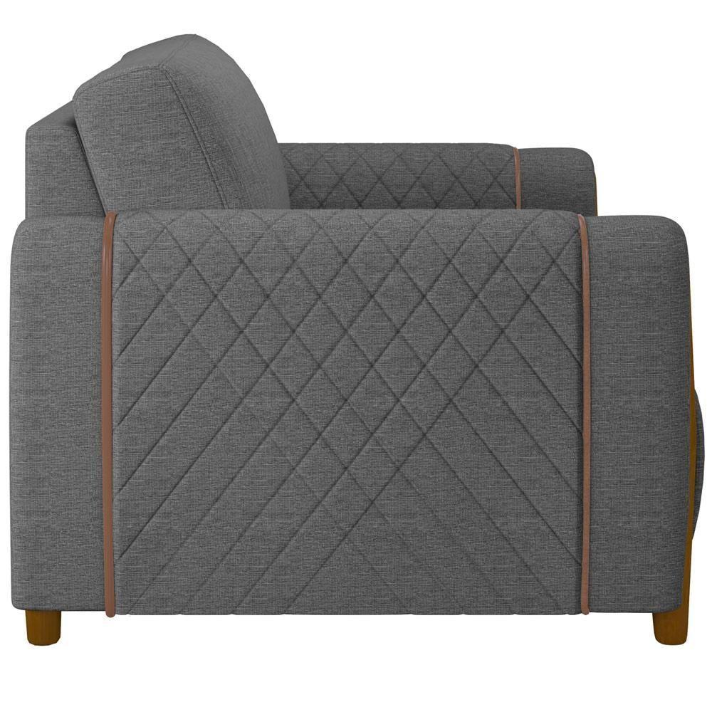 Kit Sofá 03 Lugares 223Cm Com 02 Poltronas Flora M03 Chumbo - 4