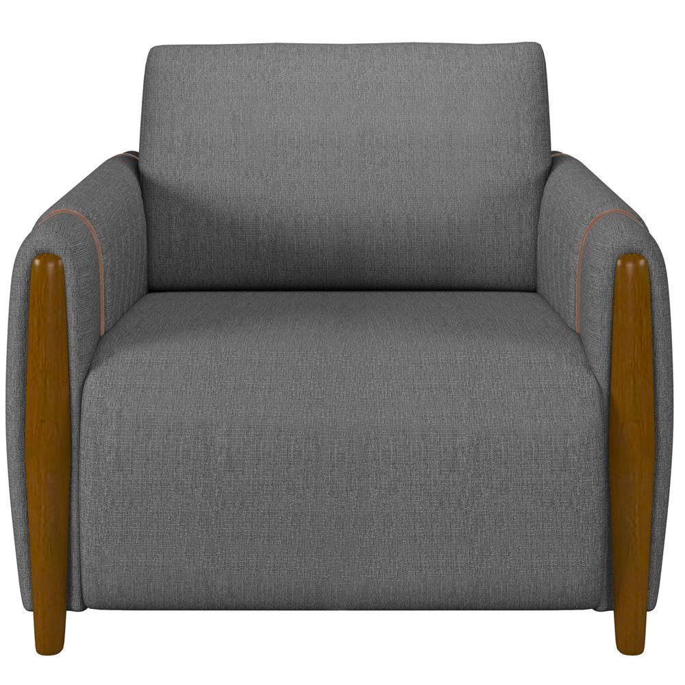 Kit Sofá 03 Lugares 223Cm Com 02 Poltronas Flora M03 Chumbo - 6