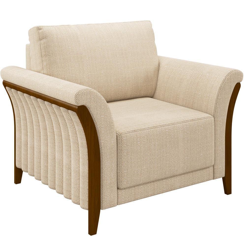 Kit Sofá 03 Lugares 222Cm Com 02 Poltronas M03 Bege - 5