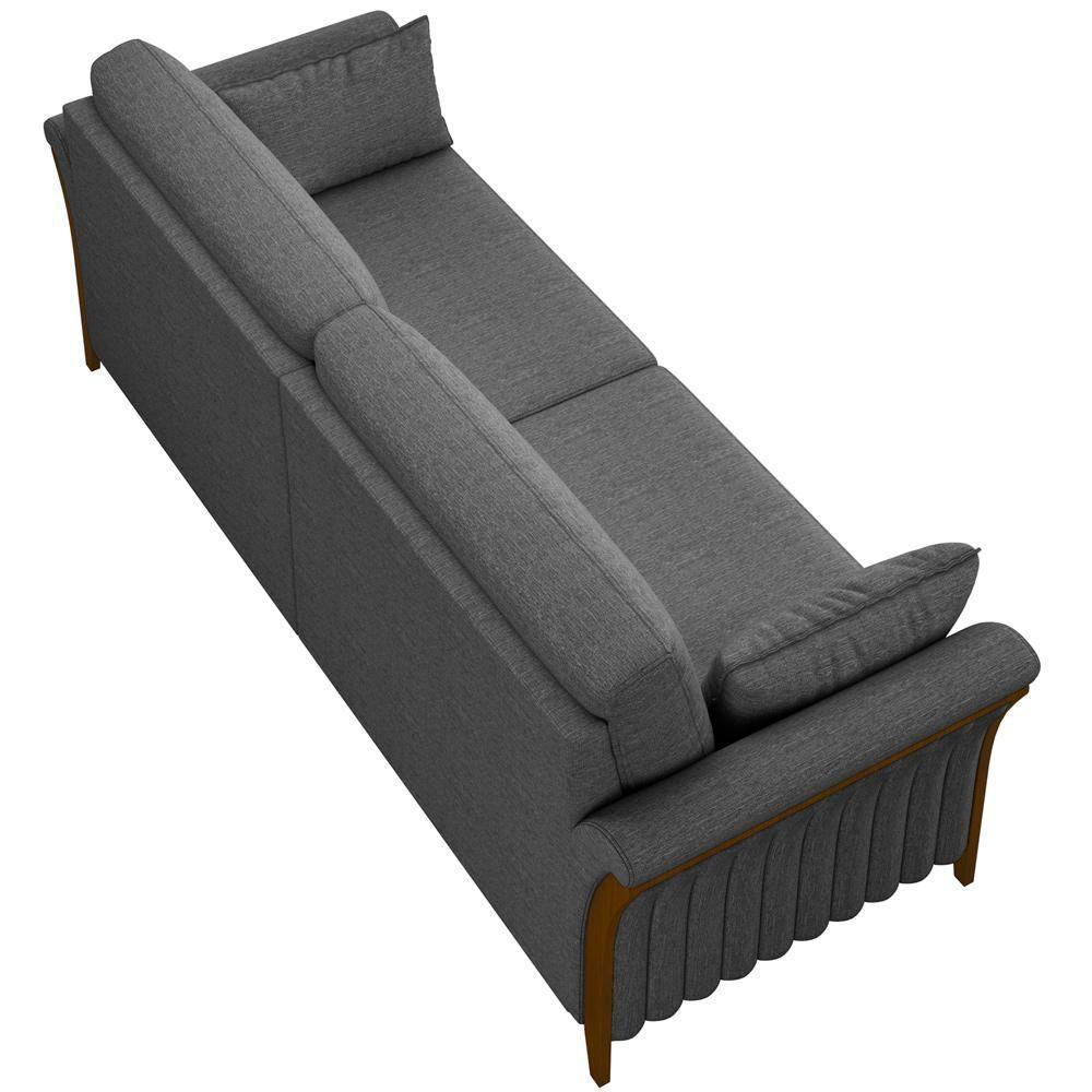 Kit Sofá 02 Lugares 162Cm Com 02 Poltronas M03 Chumbo - 2