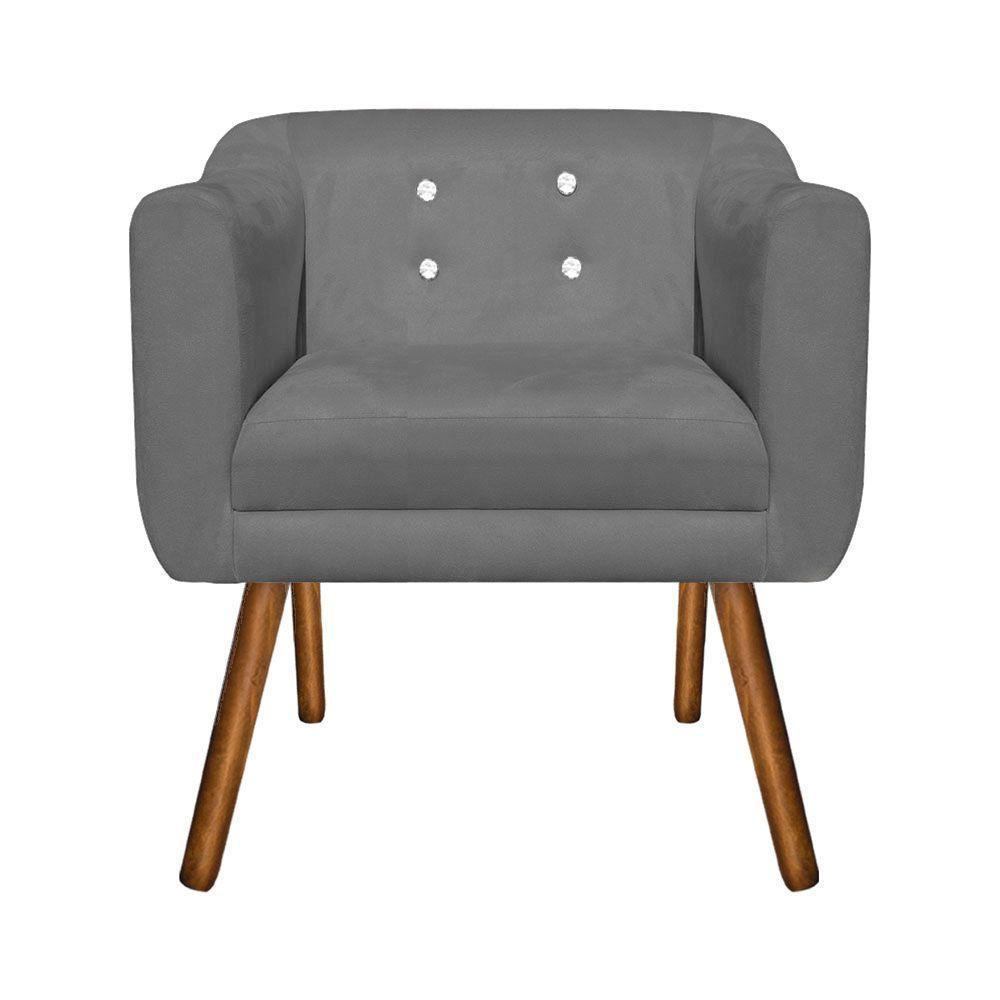 Kit 01 Namoradeira E 02 Poltronas Julia Grafite Com Strass - 3