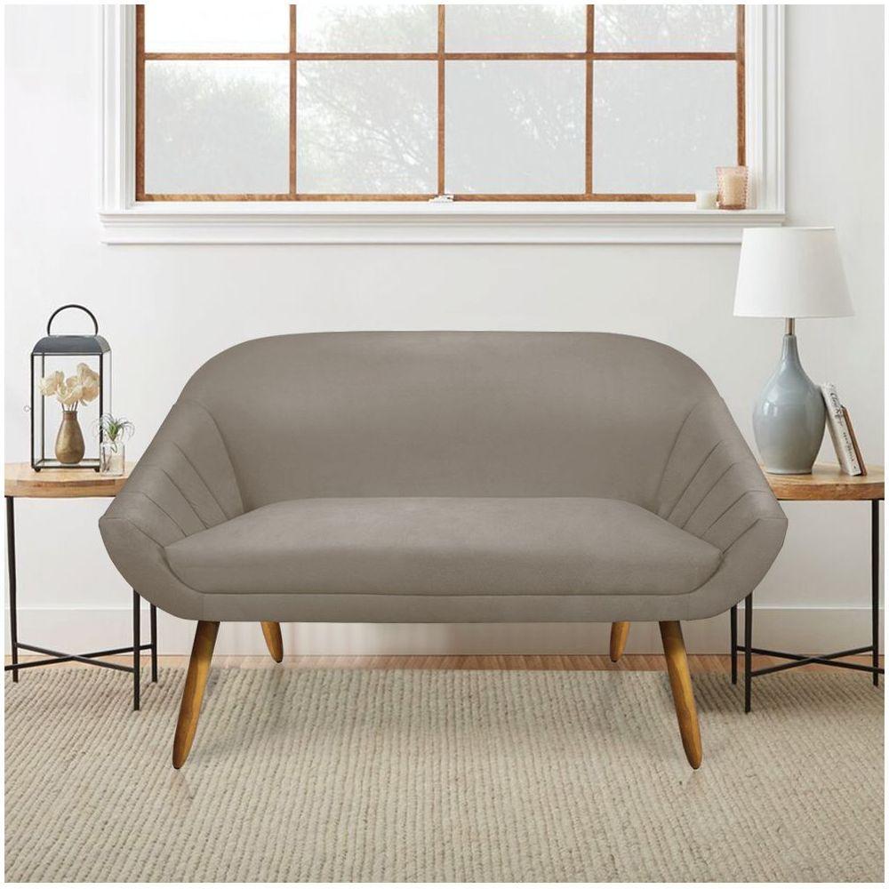 Kit 01 Namoradeira 02 Lugares E 01 Poltrona Giratória Giovana Suede Base Madeira Mm30 D'rossi Marrom Rato - 6