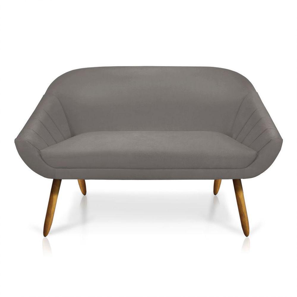 Kit 01 Namoradeira 02 Lugares 01 Poltrona Giratória Giovana Suede Base Madeira Mm30 D'rossi Grafite - 4