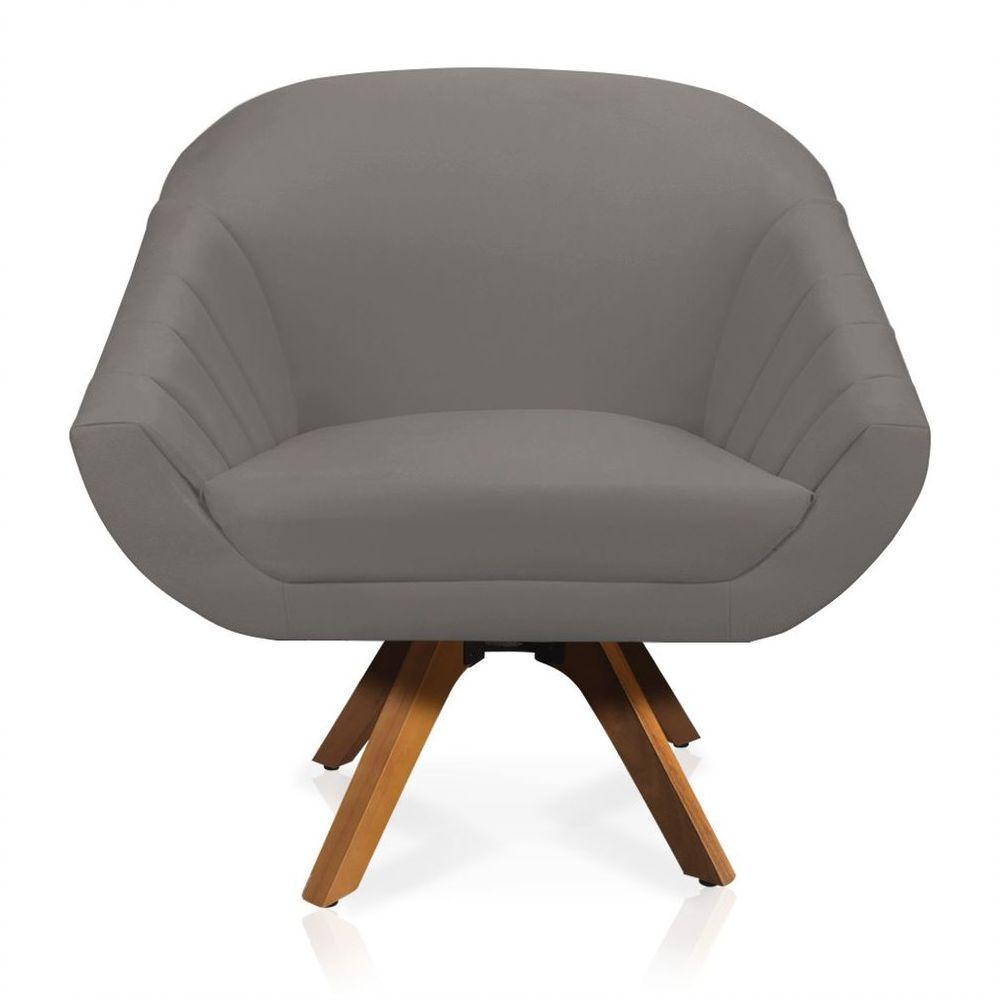 Kit 01 Namoradeira 02 Lugares 01 Poltrona Giratória Giovana Suede Base Madeira Mm30 D'rossi Grafite - 6