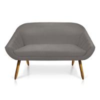 Kit 01 Namoradeira 02 Lugares 01 Poltrona Giratória Giovana Suede Base Madeira Mm30 D'rossi Grafite