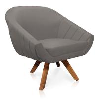 Kit 01 Namoradeira 02 Lugares 01 Poltrona Giratória Giovana Suede Base Madeira Mm30 D'rossi Grafite - 5