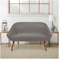 Kit 01 Namoradeira 02 Lugares 01 Poltrona Giratória Giovana Suede Base Madeira Mm30 D'rossi Grafite - 7