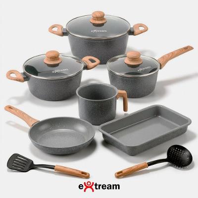 Jogo de Panelas Kyoto Marmol Light Extream 8 Peças Alumínio Revestimento Cerâmico Indução Cinza 51