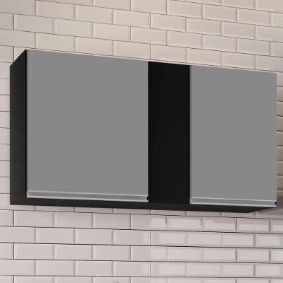 Armário Aéreo 100cm 2 Portas Indiana Preto/cinza - Lumil Móveis