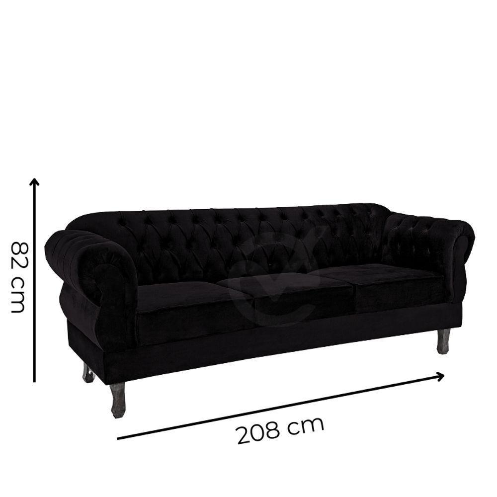 Namoradeira Chesterfield Elisabeth 3 Lugares Via Encanto Veludo Verde - 2