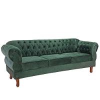 Namoradeira Chesterfield Elisabeth 3 Lugares Via Encanto Veludo Verde - 1