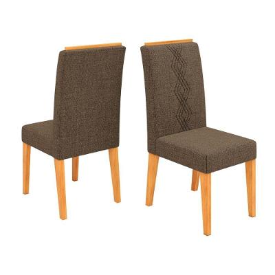 Conjunto 2 Cadeiras Estofada Sala Jantar Tati Cedro/marrom