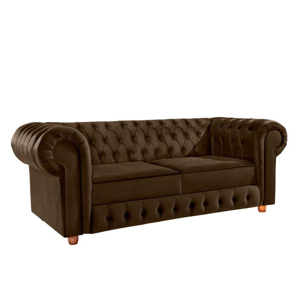 Namoradeira Chesterfield Bourbon 3 Lugares Via Encanto Veludo Marrom - 1