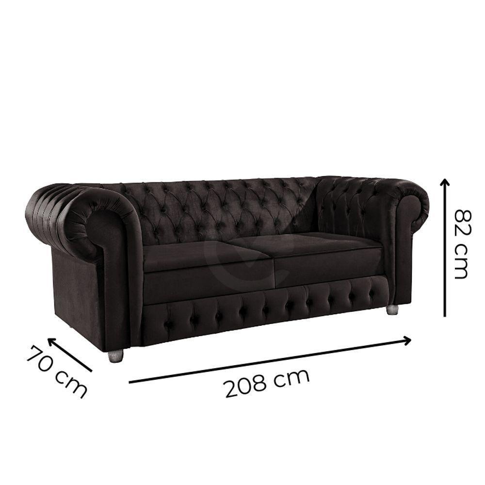 Namoradeira Chesterfield Bourbon 3 Lugares Via Encanto Veludo Marrom - 2
