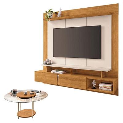 Home Suspenso Zenith Cinamomo Off White Com Mesa De CentroCom Tampo De Vidro Cinamomo-Hb Móveis