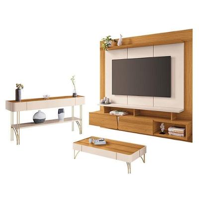 Home Suspenso Zenith Cinamomo Off White Com Mesa De Centro E Aparador Off White Cinamomo-Hb Móveis