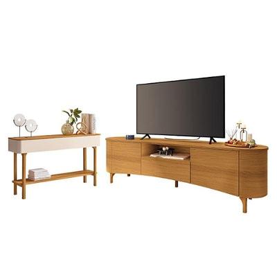Rack Bancada Elara Cinamomo Com Aparador Fiero Off White Cinamomo - Hb Móveis