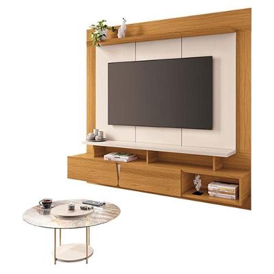 Home Suspenso Zenith Cinamomo Off White Com Mesa De CentroCom Tampo De Vidro Off White-Hb Móveis