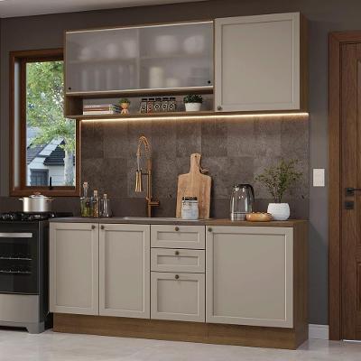 Armário De Cozinha Compacta 180 Cm Rustic/crema Vik Madesa 03 Rustic/crema
