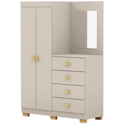 Cômoda Para Quarto Com Espelho 2 Portas 4 Gavetas 120cm Tulsa V01 Fendi - Lyam Decor
