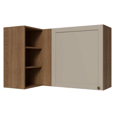 Armário Aéreo De Canto Para Linha 60 Cm De Profundidade Rustic-crema Vik Madesa Rustic-crema