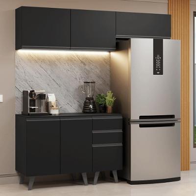Armário De Cozinha Compacta 200 Cm Preto Nice Madesa Preto