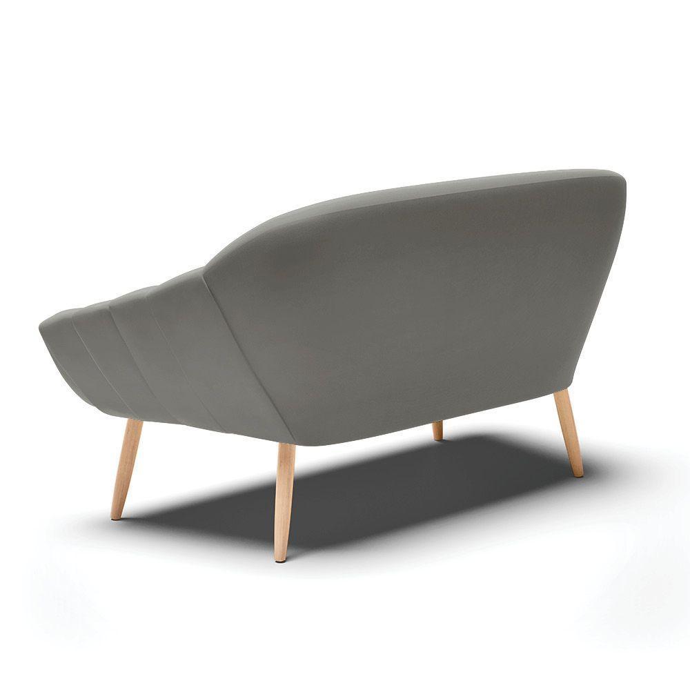 Namoradeira 02 Lugares Suede Pés Palito Natural Cor Grafite - 5