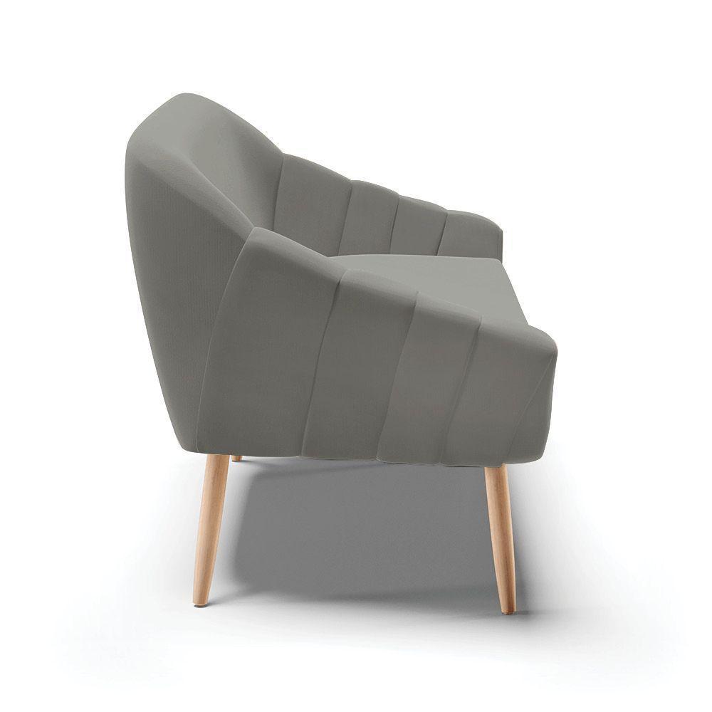 Namoradeira 02 Lugares Suede Pés Palito Natural Cor Grafite - 6