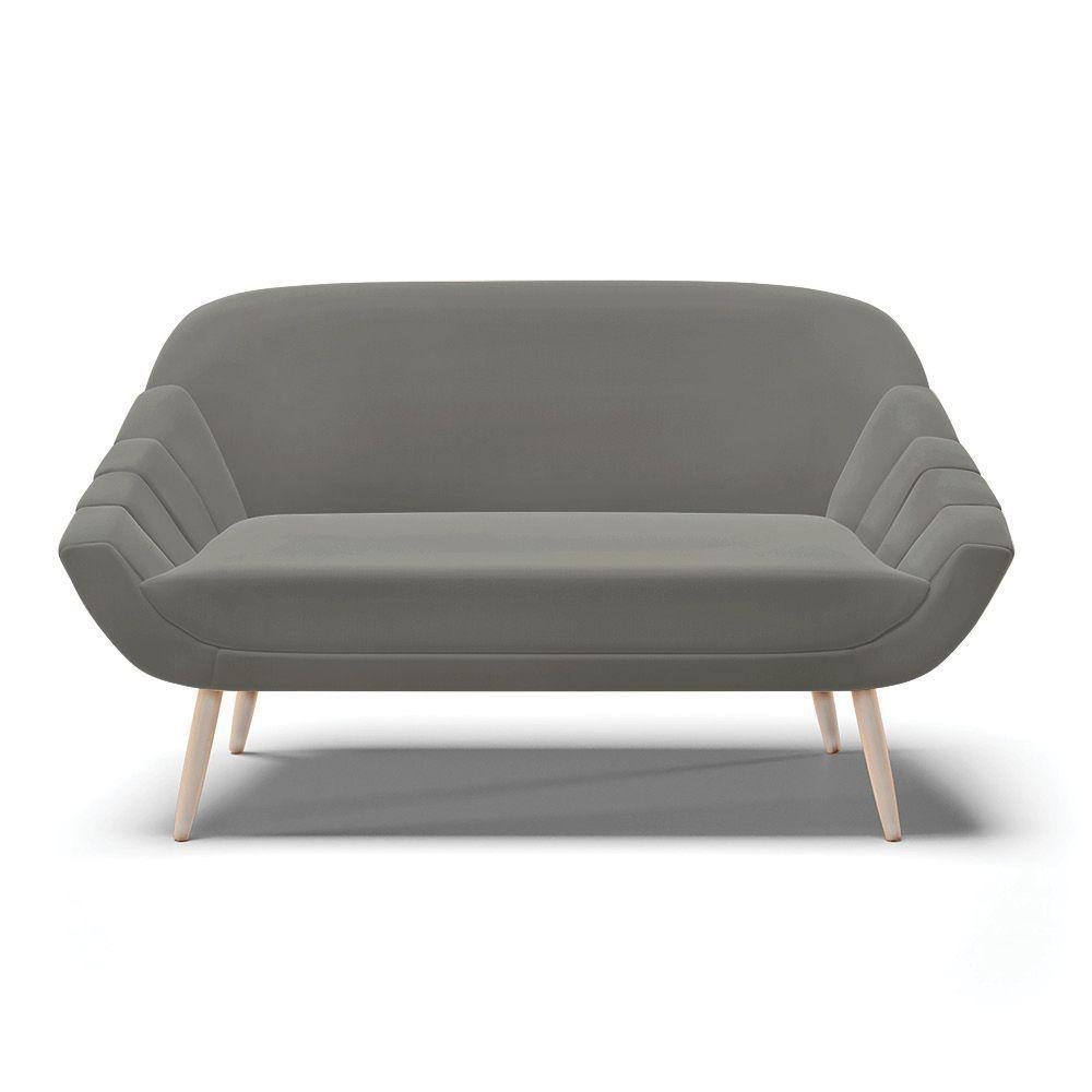 Namoradeira 02 Lugares Suede Pés Palito Natural Cor Grafite - 7