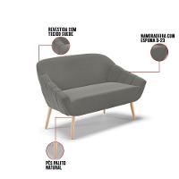 Namoradeira 02 Lugares Suede Pés Palito Natural Cor Grafite - 3