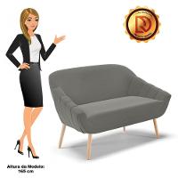 Namoradeira 02 Lugares Suede Pés Palito Natural Cor Grafite