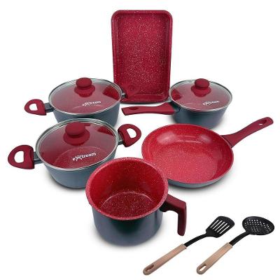 Jogo de Panelas Extream Atami Alumínio Revestimento Cerâmico Indução 8 Peças Red 29,5