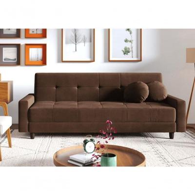 Sofá-cama Oslo 4 Lugares Reclinável 204CM Marrom Suede Cia Lar