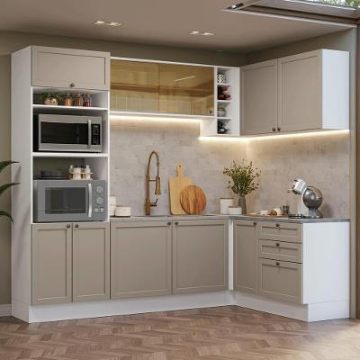Armário De Cozinha Completa De Canto 399 Cm Branco/crema Vik Madesa 02 Branco/crema