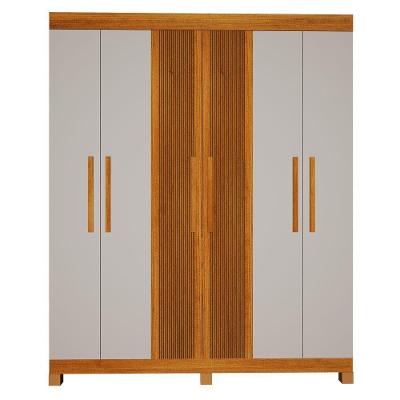 Guarda Roupa Casal Andorinha 6 Portas de Bater 2 Gavetas MDF Naturalle Off White Valdemóveis