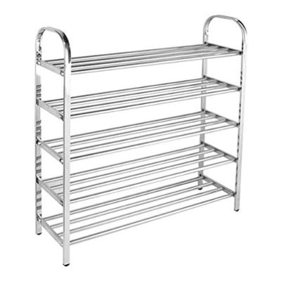 Sapateira Estante Inox 5 Prateleiras 59CM Aço Brilhante Organizador Até 15 Pares