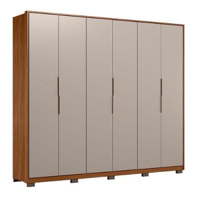 Guarda Roupa Casal Atrice D66010kpe 6 Portas Nogueira Nude Prime Tx Com Pés Demóbile – Demartêz