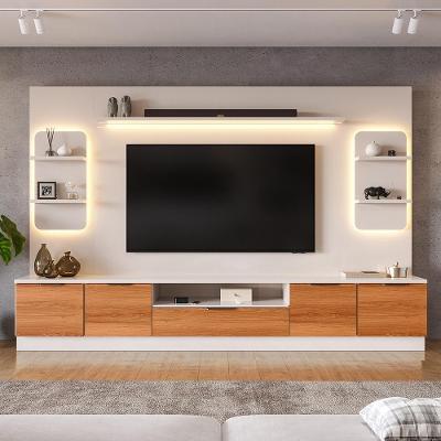 Estante Home Noble Para Tv Até 75” 270cm C/2 Torres Nichos E Led Rack Sala Off White/jequitiba