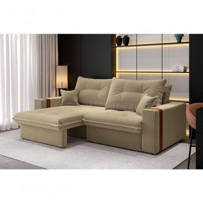 Sofá-cama Ipanema 3 Lugares Retrátil e Reclinável 200CM Bege Cia Lar