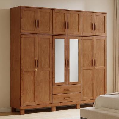 Guarda Roupa Casal Lorie F06 12 Portas de Bater 2 Gavetas Madeira Maciça Castanho Lyam Decor