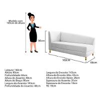 Recamier 160Cm Lado Direito Suede Branco - 3