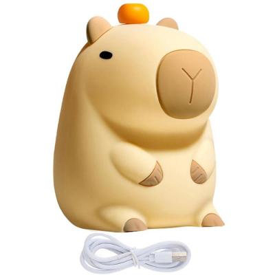 Abajur Capivara BSL3797 Touch Muda de Cor Recarregável USB Silicone Macio Bege Leva Pra Casa