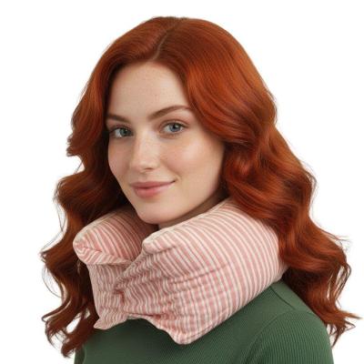 Almofada de Pescoço Neck Pillow com Suporte para Viagens e Descanso em Casa Rosa Latex Foam