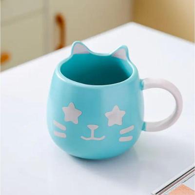 Caneca Gatinho com Orelhas em Porcelana para Café Chá Verde 450ML