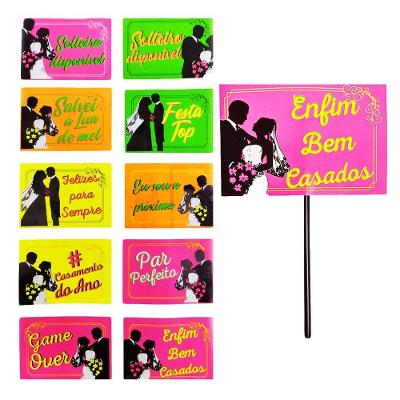 Acessório para Festas Casamento Papel Cartão Triplex 10 Unidades Neon Transparente Festa Chic