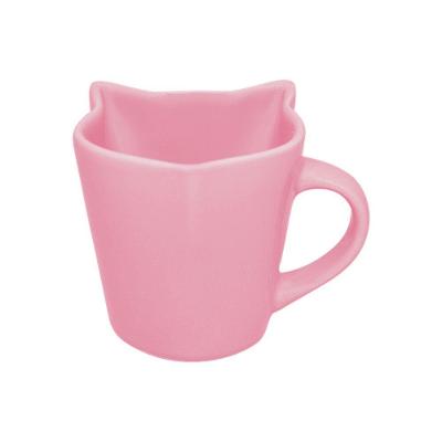 Caneca em Forma de Gato Pink Cerâmica Micro-ondas 270ML para Chá da Tarde Rosa