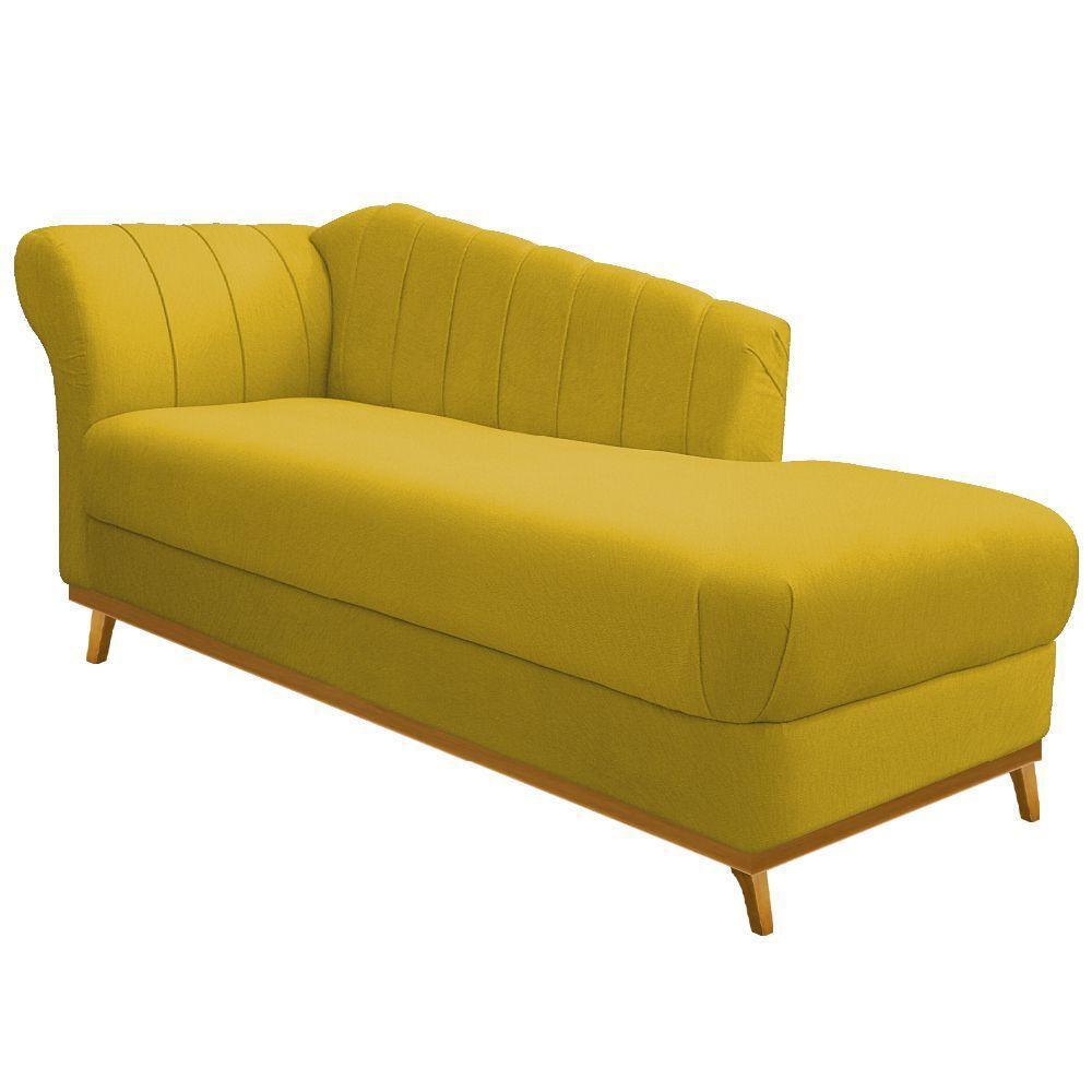 Recamier 140Cm Lado Direito Suede Amarelo - 1