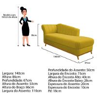 Recamier 140Cm Lado Direito Suede Amarelo - 2