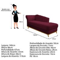 Recamier 140Cm Lado Direito Suede Bordô - 2