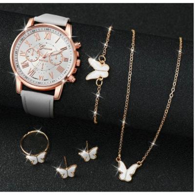 Conjunto Relógio e Joia OEM Borboleta Couro Genuíno 14MM Feminino